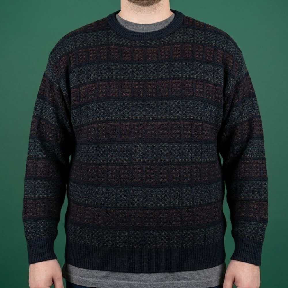 Vintage Towncraft Striped Geometric Crewneck Sweater Mens 2XLT EUC